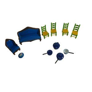 Vintage Mattel The Littles Dollhouse Furniture Chairs Couch & Pots 14 Pieces